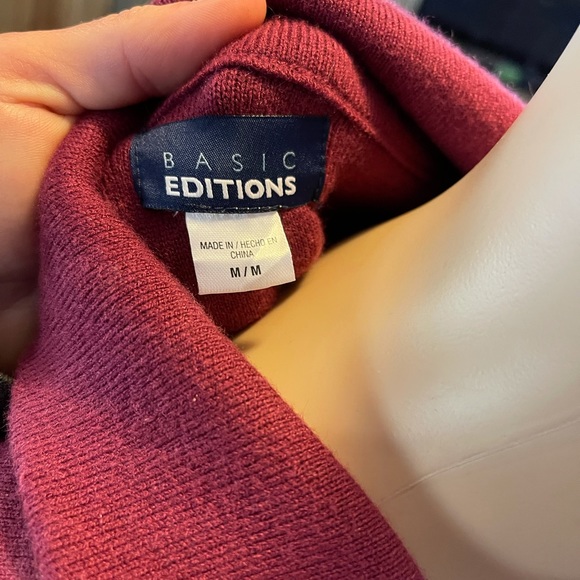 Vintage 90s Basic Editions Maroon Sweater Jacket - Picture 4 of 6